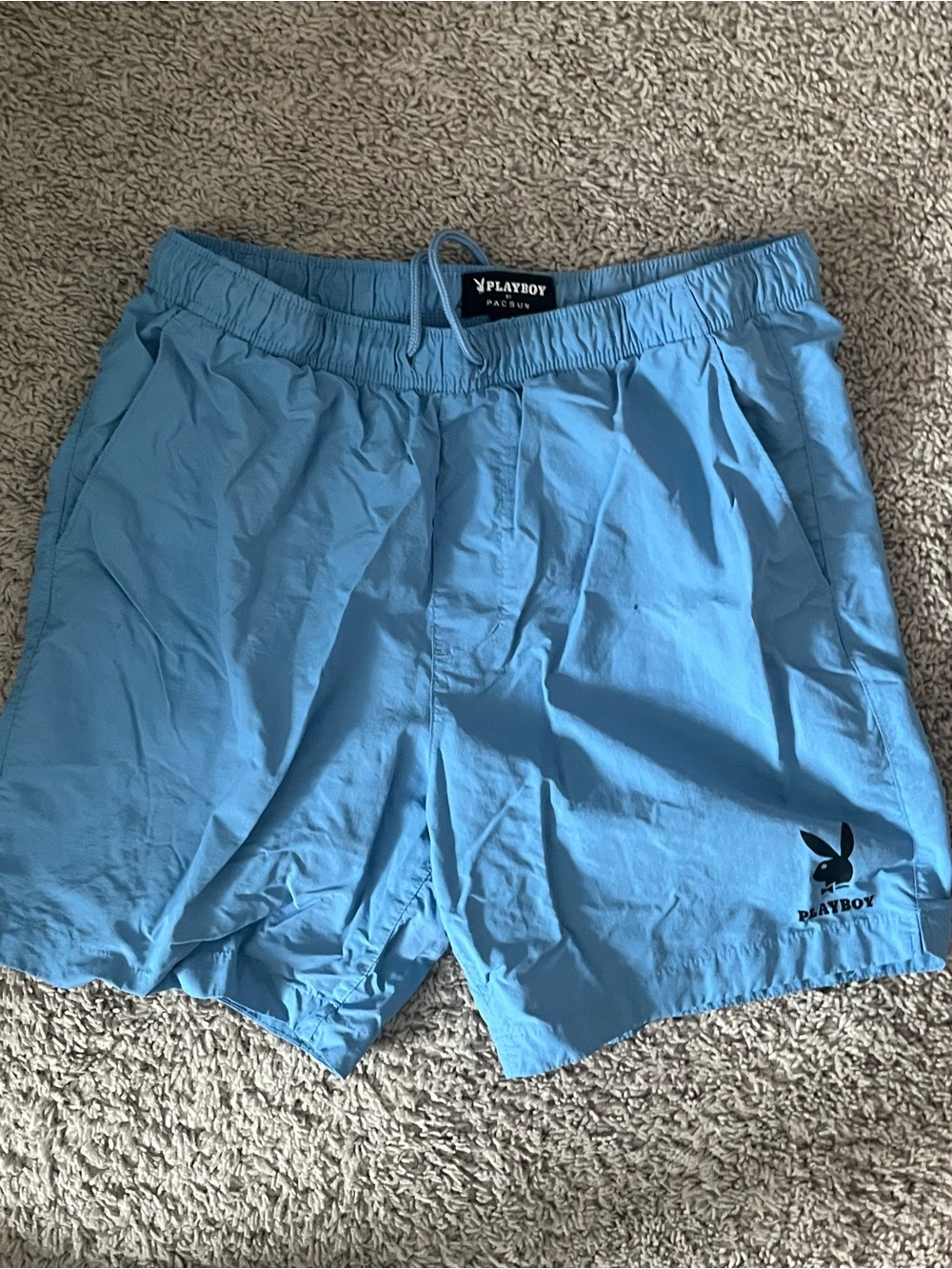 PLAYBOY Men’s Sky Blue Athletic Swim Shorts